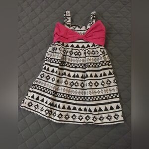Pink and Black Patterned Kids Dress